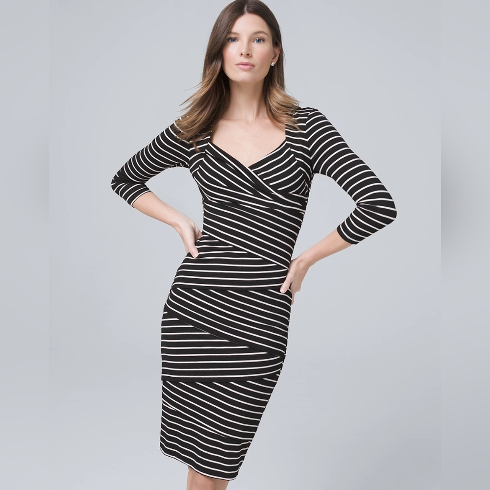 WHBM Instantly Slimming Striped Sheath Dress